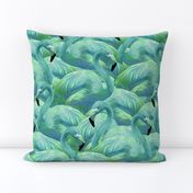 Flamingo Fever in Blue and Green