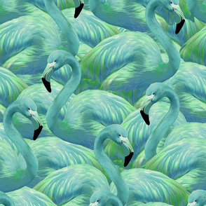 Flamingo Fever in Blue and Green