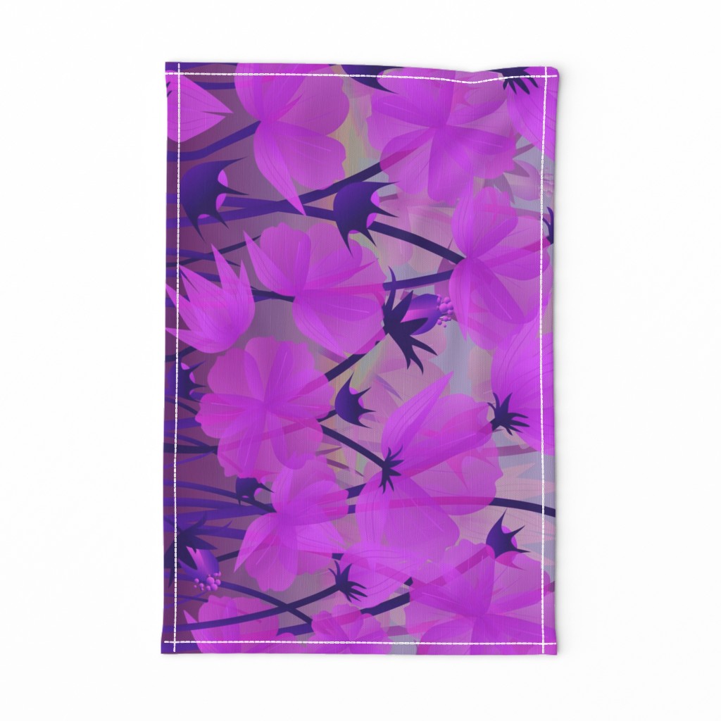 violet floral border print