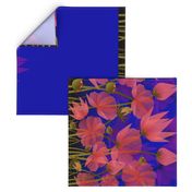 floral on midnight blue border