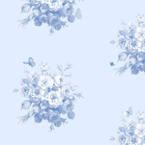 Jane's Rose Bouquet blueberry Wallpaper only