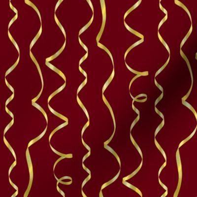 yellow curling ribbons on maroon