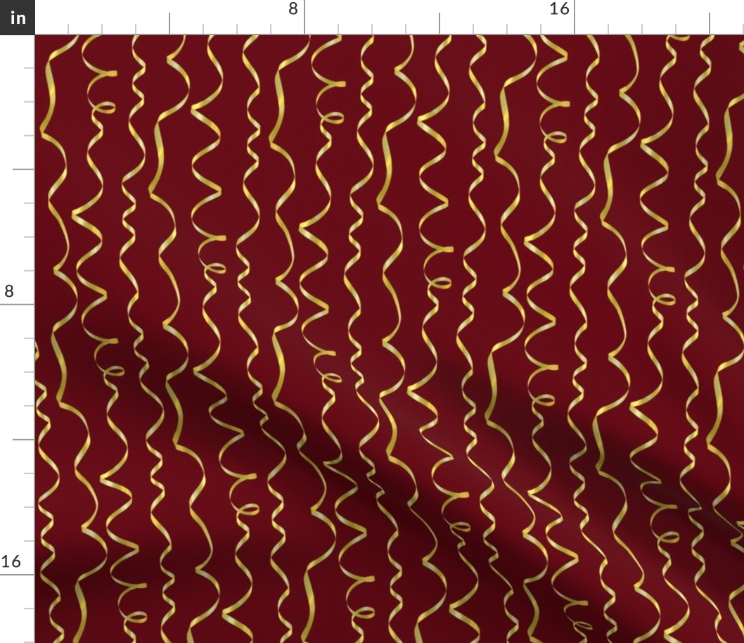 yellow curling ribbons on maroon