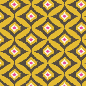 Gray Gold Pink Ikat