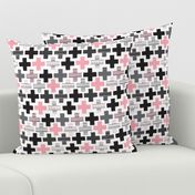 Pink plus sign cross geometric aztec modern pattern