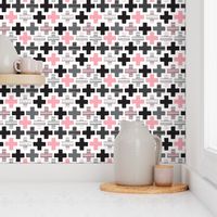 Pink plus sign cross geometric aztec modern pattern