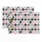 Pink plus sign cross geometric aztec modern pattern