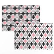 Pink plus sign cross geometric aztec modern pattern