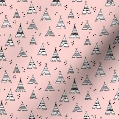 trendy teepee and indian summer arrow illustration geometric aztec print in pink XS