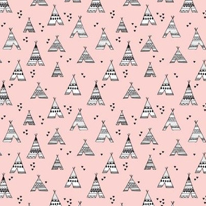 trendy teepee and indian summer arrow illustration geometric aztec print in pink XS