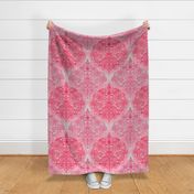 Raspberry Red & Rose Detailed Doodle Pattern