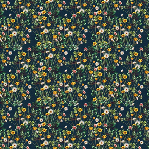 Wild Meadow on Rustic Blue Linen