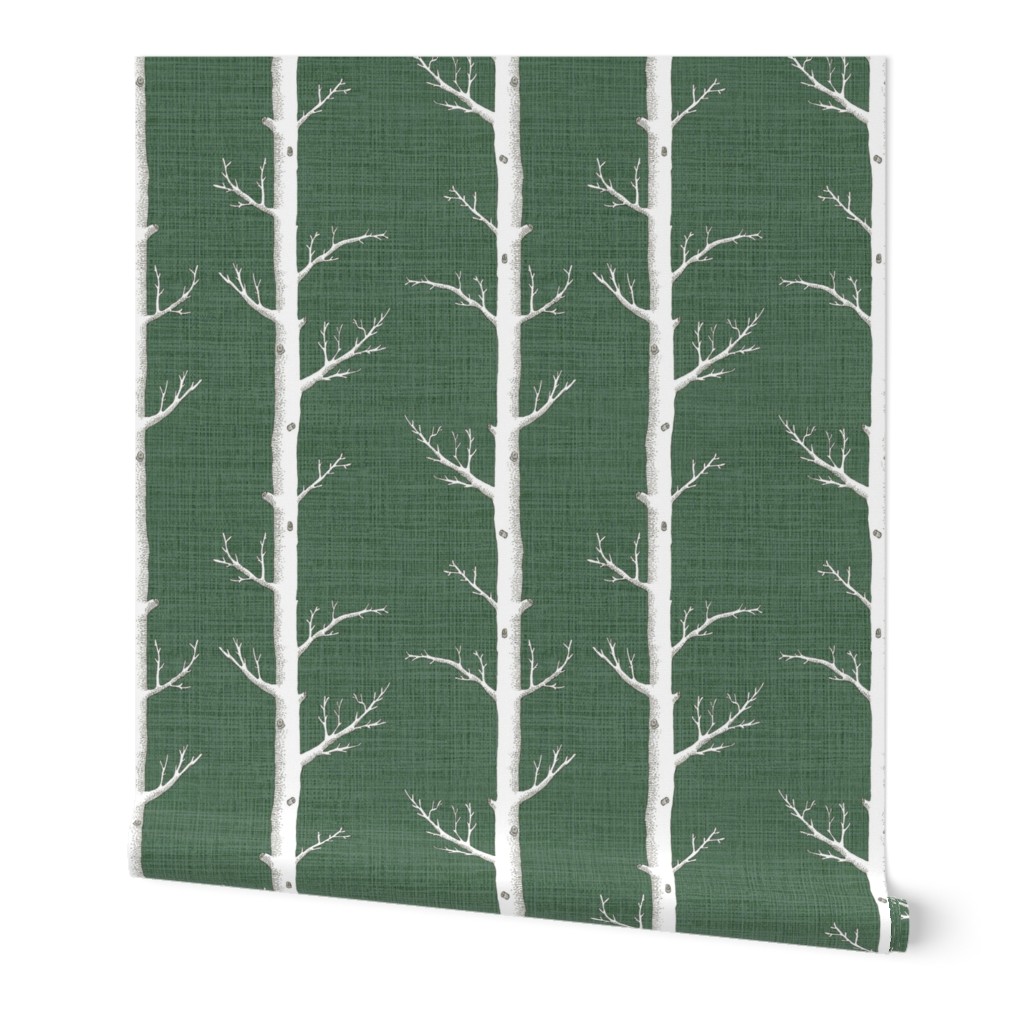 White Trees on Pine Green