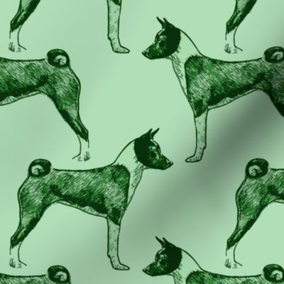 Standing Basenji - green