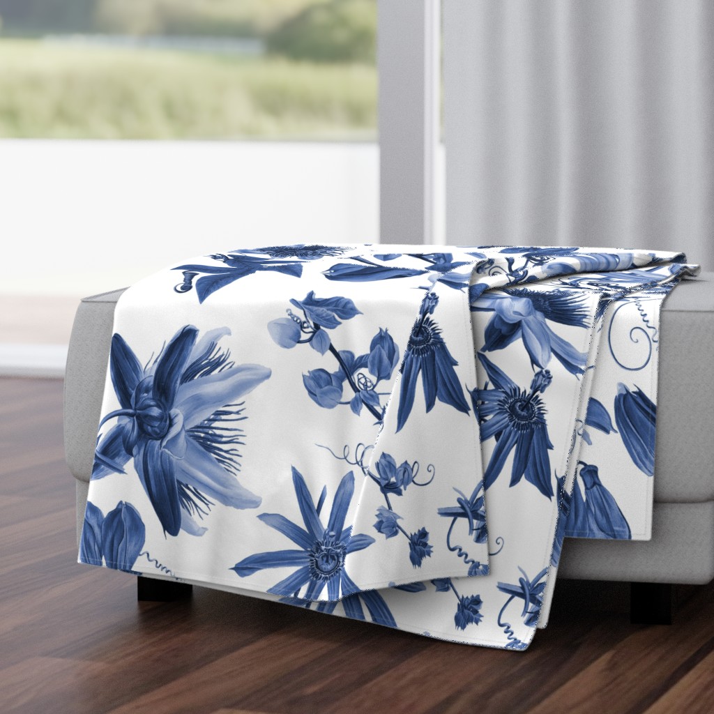 Tropicalia Floral ~ Blue and White 