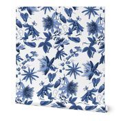 Tropicalia Floral ~ Blue and White 