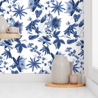 Tropicalia Floral ~ Blue and White 