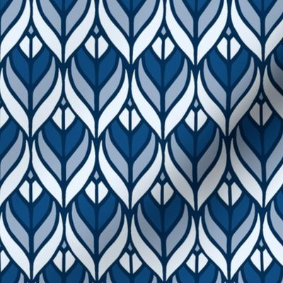 Blue art deco leafs  medium size