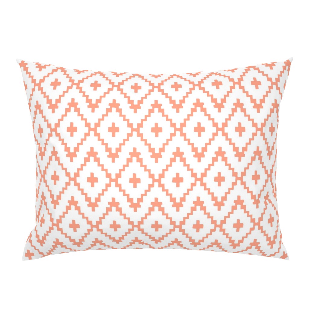 Southwest Diamonds Chevron - White & Coral