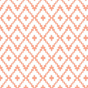 Southwest Diamonds Chevron - White & Coral