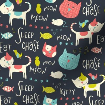 Here Kitty Kitty - Whimsical Cats & Typography 
