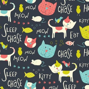 Here Kitty Kitty - Whimsical Cats & Typography 