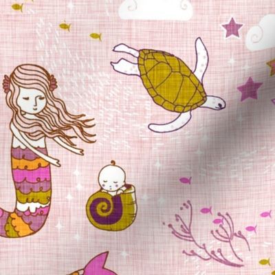 Mermaid Lullaby (Rose Linen) LARGE