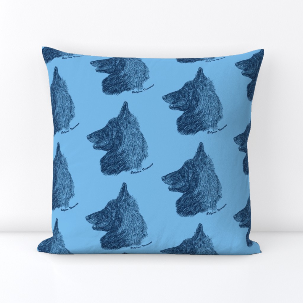 Belgian Tervuren sketch - Navy/sky blue