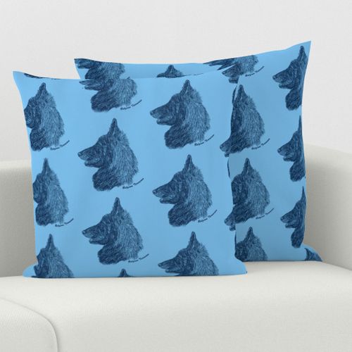 Belgian Tervuren sketch - Navy/sky blue