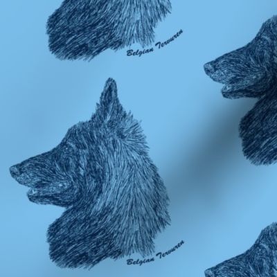 Belgian Tervuren sketch - Navy/sky blue