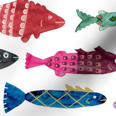 Large Colorful Folk Fish 