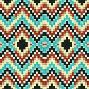 Tan and Turquoise Bargello