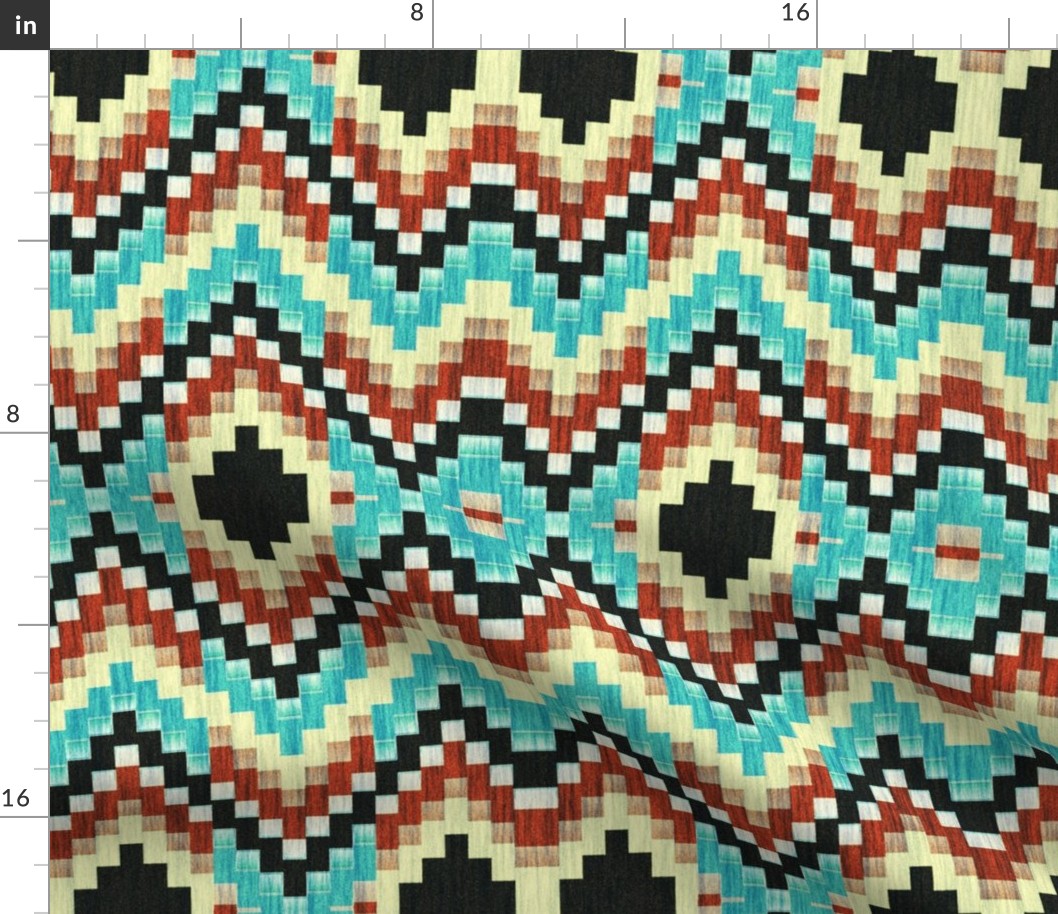 Tan and Turquoise Bargello