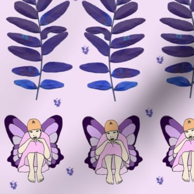 Lavender Pensive Fairy Border Print