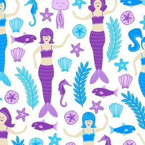 Mermaids and Friends (Purple and Blue)