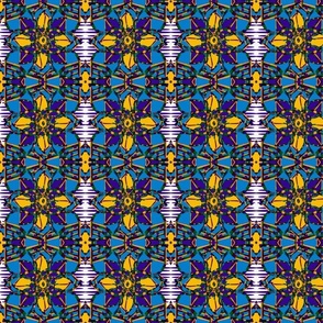 Gloria Geometric Blue and Yellow Florals