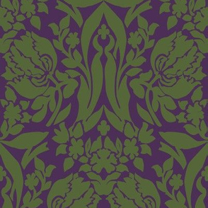 damask frances purple green