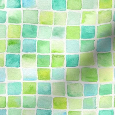 watercolor squares - lime and aqua