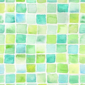 watercolor squares - lime and aqua