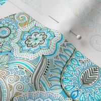 Explorations in Ink and Symmetry - tan and turquoise