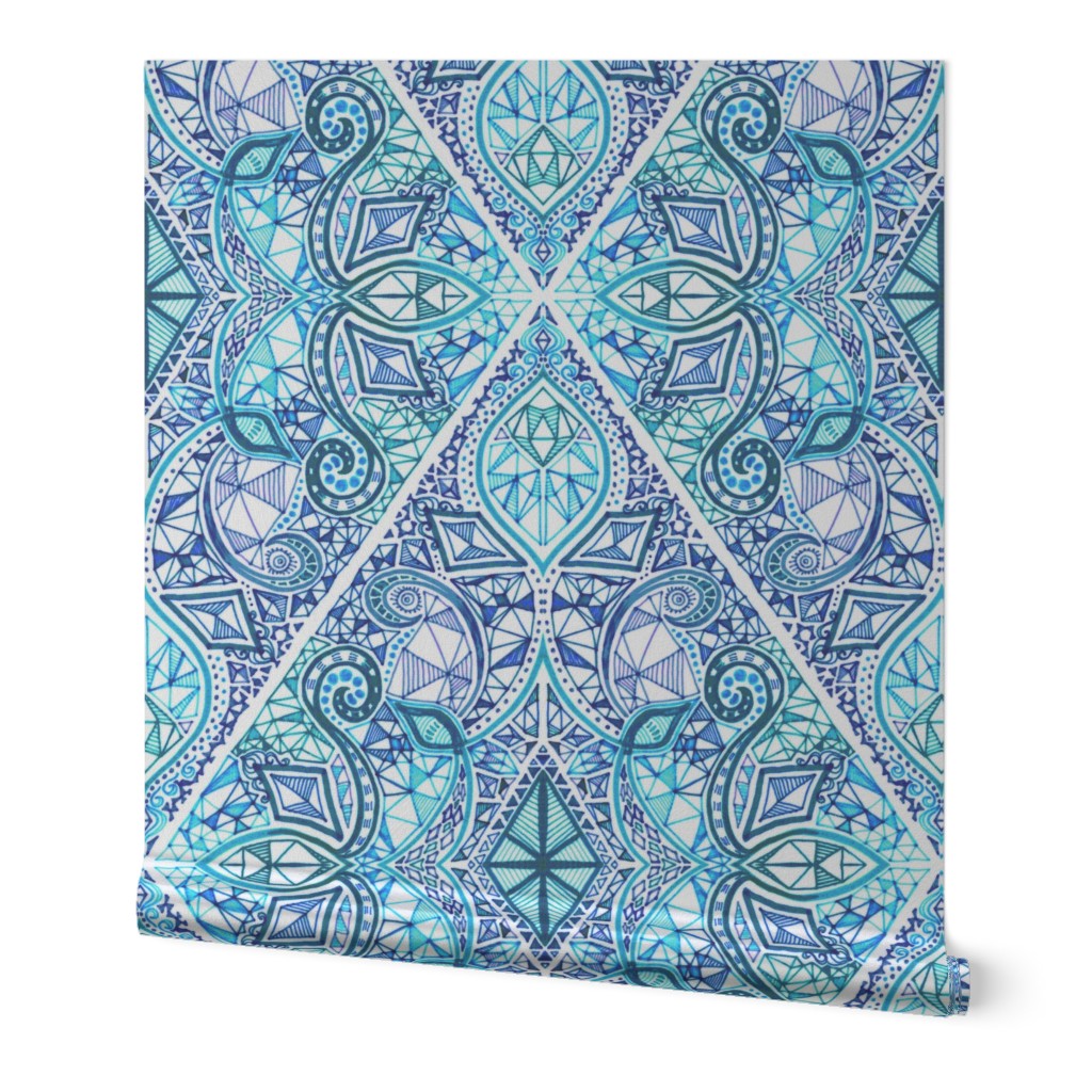 Diamond Doodle in Navy, Turquoise and Teal
