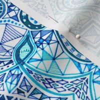 Diamond Doodle in Navy, Turquoise and Teal