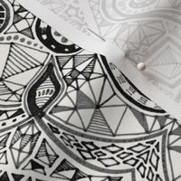 Diamond Doodle in Monochrome Black and White