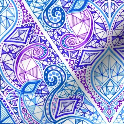 Diamond Doodle in Purple, Blue and White