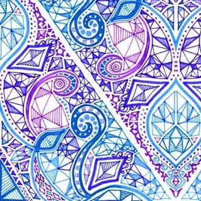 Diamond Doodle in Purple, Blue and White