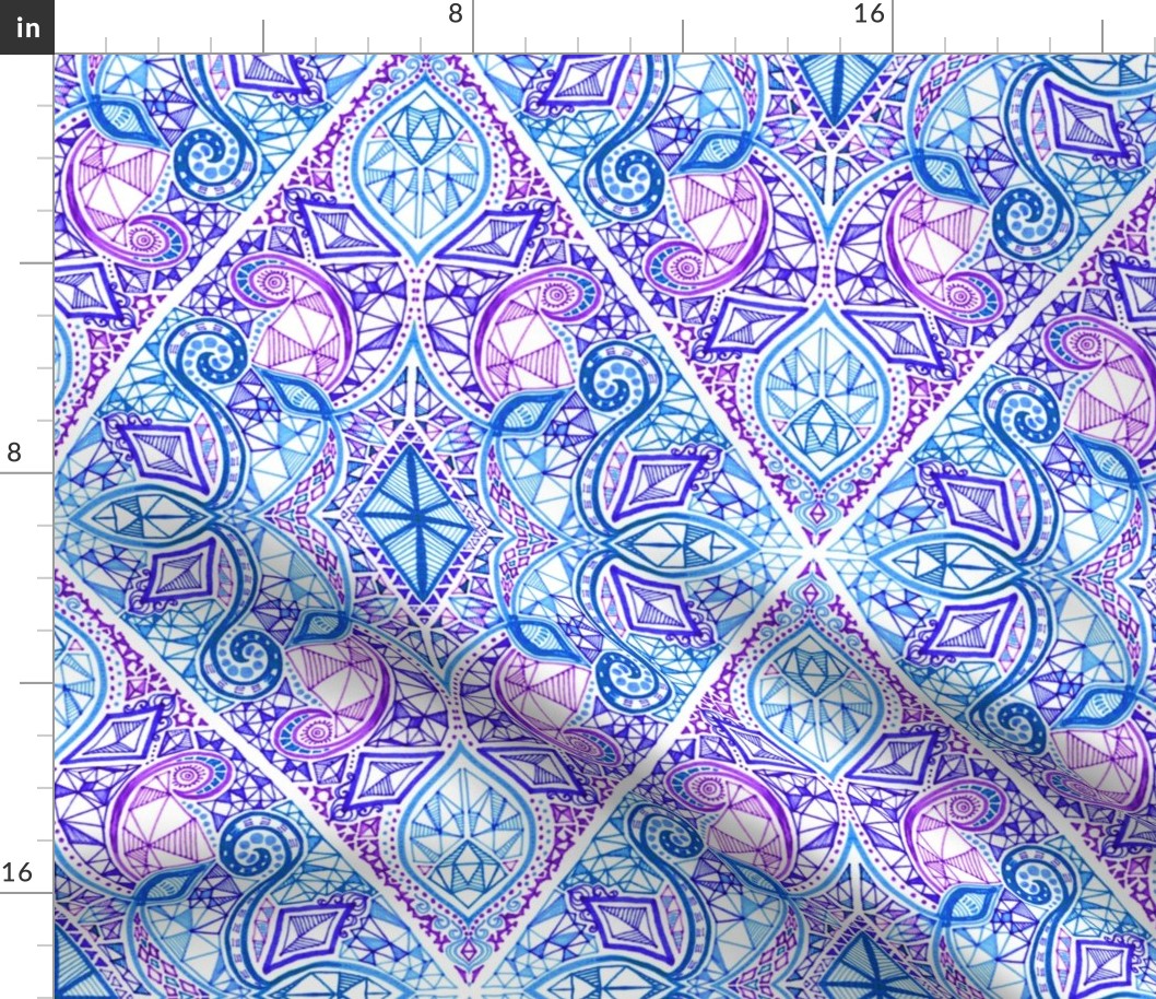 Diamond Doodle in Purple, Blue and White