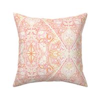 Diamond Doodle in Soft Peach, Pink and Cream