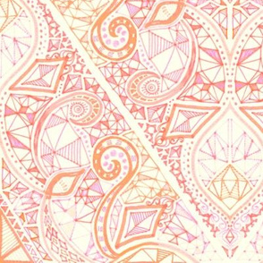 Diamond Doodle in Soft Peach, Pink and Cream