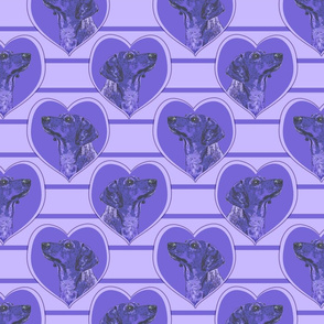 Dachshund heart portraits - purple