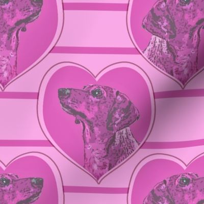 Dachshund heart portraits - pink